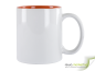 Preview: Bi-color ceramic coffee mug orange - white including individual imprint
