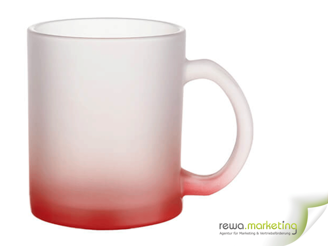 Glastasse satiniert mit Farbverlauf - Rot
