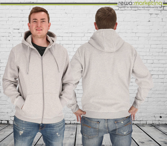 Classic Zipper Hoodie Hooded Sweat Jacket - ash melange