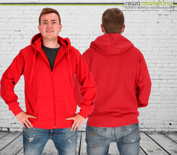 Classic Zipper Hoodie Hooded Sweat Jacket - red