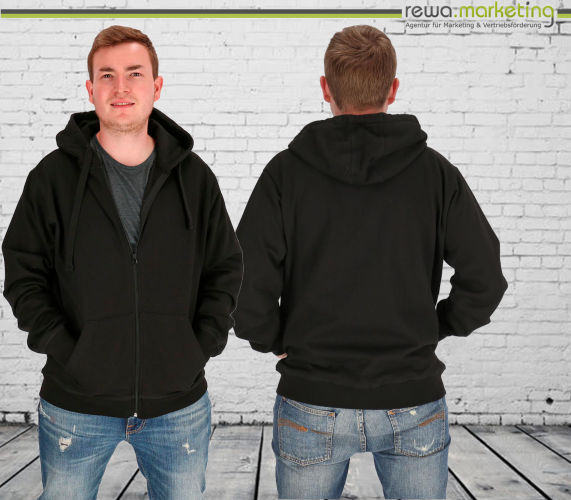 Classic Zipper Hoodie Hooded Sweat Jacket - black