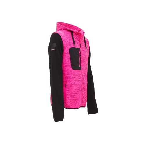 Sweatshirt jacket with hood model RAINBOW Lady in Black Fucsia