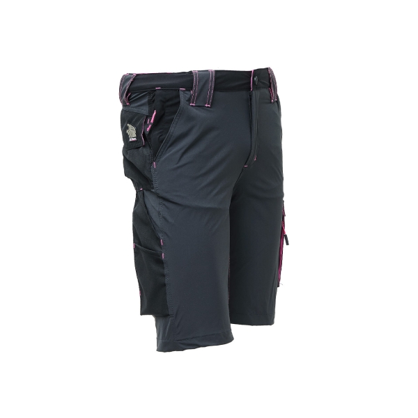 U-Power Short women's work trousers model Mercury- Gray Fuchsia