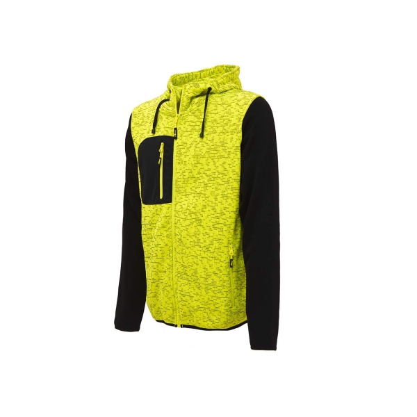 Sweatshirt jacket with hood model RAINBOW in yellow fluo