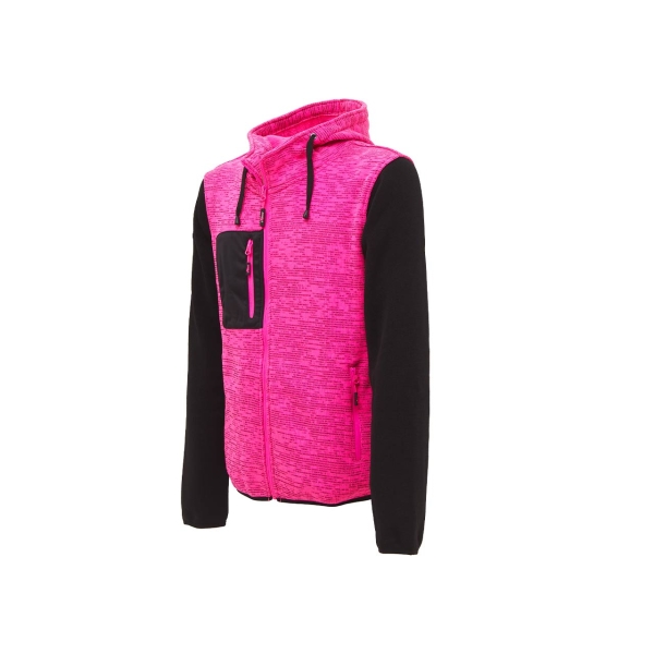 Sweatshirt jacket with hood model RAINBOW Lady in Black Fucsia
