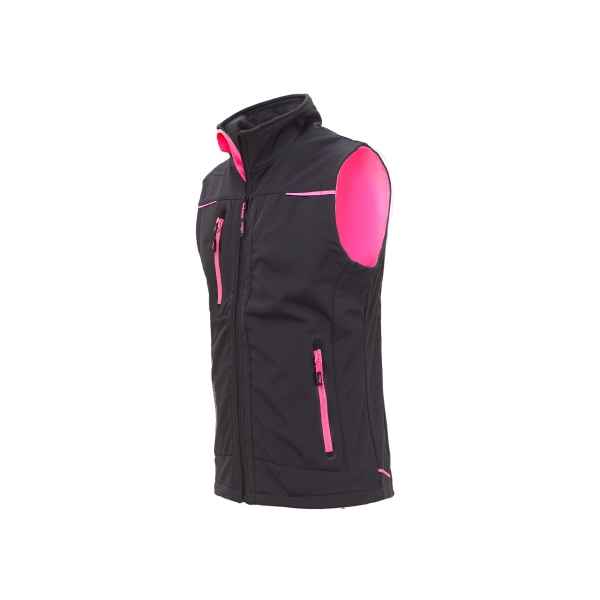 Ladies softshell vest model UNIVERSE in gray fuchsia