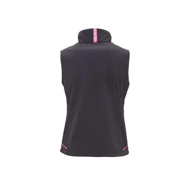 Ladies softshell vest model UNIVERSE in gray fuchsia